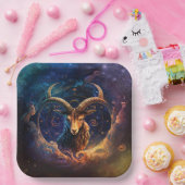 Steenbok Zodiac Teken Waterverf Ontwerp Papieren Bordje (Feest)