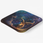 Steenbok Zodiac Teken Waterverf Ontwerp Papieren Bordje (Gebogen)