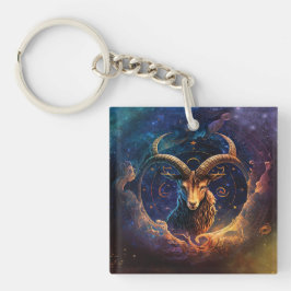 Steenbok Zodiac Teken Waterverf Ontwerp Sleutelhanger