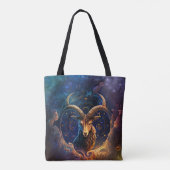Steenbok Zodiac Teken Waterverf Ontwerp Tote Bag (Achterkant)
