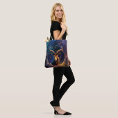 Steenbok Zodiac Teken Waterverf Ontwerp Tote Bag (Op model)