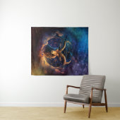 Steenbok Zodiac Teken Waterverf Ontwerp Wandkleed (In Situ (horizontaal))