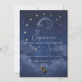 Steenbok Zodiac Verjaardagsuitnodiging Kaart