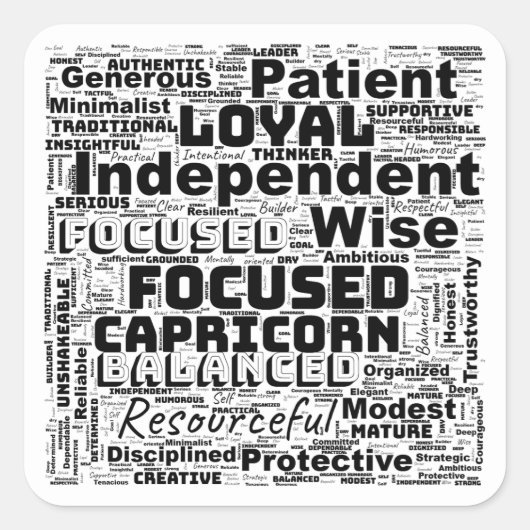 Steenbok Zodiac Word Cloud Inspiratie Vierkante Sticker (Voorkant)