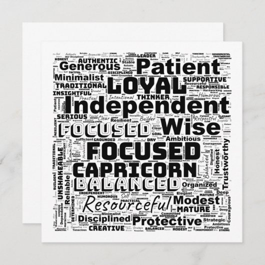 Steenbok Zodiac Word Cloud Inspiration Flat Kaart (Voorkant / Achterkant)