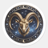 Steenbok Zodiac Zeegeit Ronde Sticker (Voorkant)