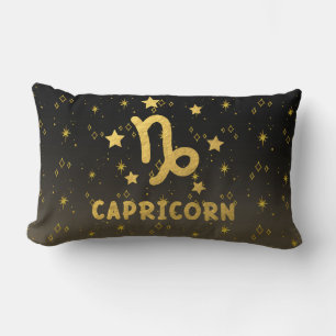 Steenbok Zodiac Zwart en Goud Lumbaal Kussen