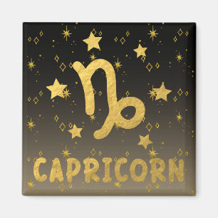 Steenbok Zodiac Zwart en Gouden Magneet
