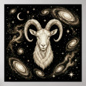 Steenbok Zodiacus Hemellichi Astrologie Poster (Voorkant)