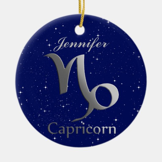 Steenbok Zonneteken Symbool met Naam Keramisch Ornament (Voorkant)