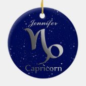 Steenbok Zonneteken Symbool met Naam Keramisch Ornament (Achterkant)