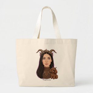 Steenbokmeisje met Poodle – Zodiac Horoscoop Grote Tote Bag
