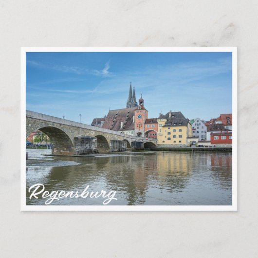 Steenbrug in Regensburg, Duitsland Briefkaart (Voorkant)