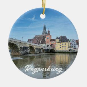 Steenbrug in Regensburg, Duitsland Keramisch Ornament