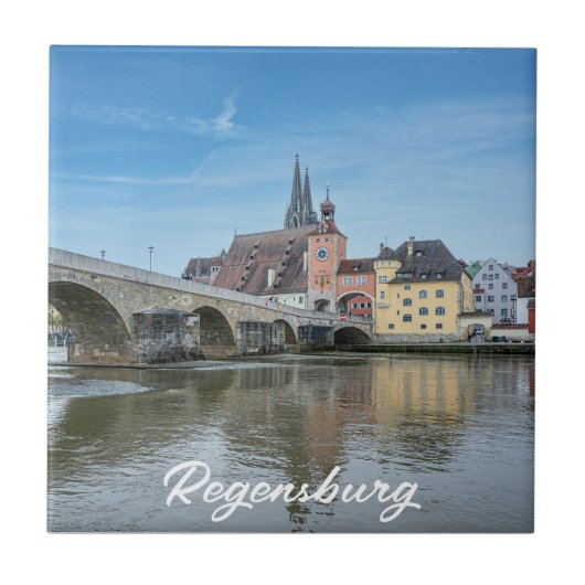 Steenbrug in Regensburg, Duitsland Tegeltje (Voorkant)