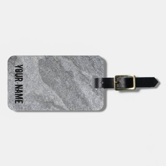 Steengranietstructuur grijs steenhoudend aardewerk bagagelabel (Voorkant horizontaal)