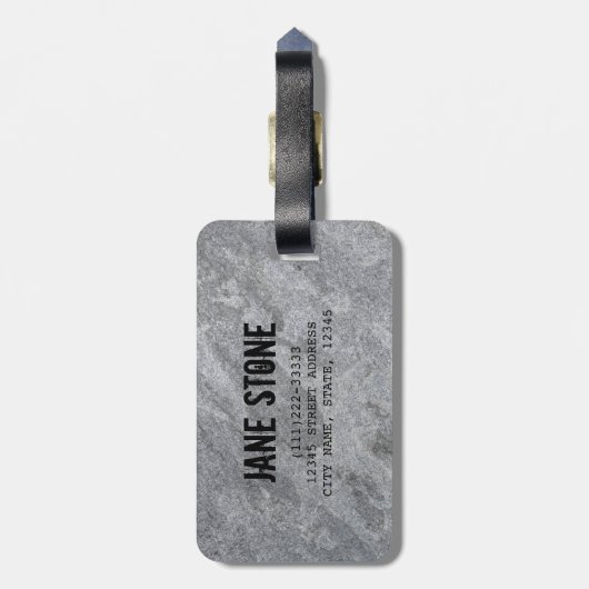 Steengranietstructuur grijs steenhoudend aardewerk bagagelabel (Achterkant verticaal)