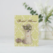 steengroendammer, land met wilde bloem bruiloft kaart (Staand voorkant)