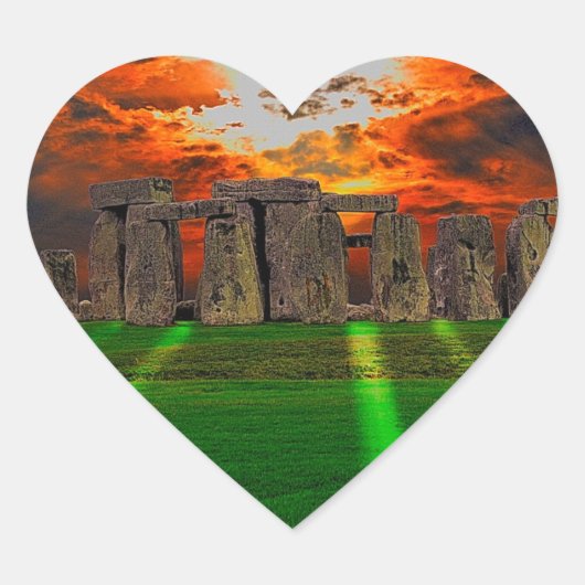 Steenhenge Standing Stones bij Sunset Hart Sticker (Voorkant)