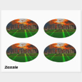 Steenhenge Standing Stones bij Sunset Ovale Sticker (Vel)