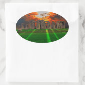 Steenhenge Standing Stones bij Sunset Ovale Sticker (Tas)