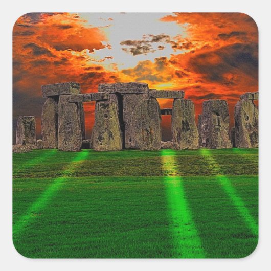 Steenhenge Standing Stones bij Sunset Vierkante Sticker (Voorkant)