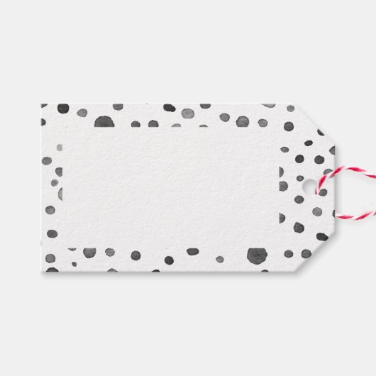 Steenkool Confetti Aquarel Stippen Cadeaubijsluite Cadeaulabel (Voorkant (Horizontaal))