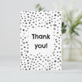Steenkool Confetti Waterverf Stippen Dank u kaart (Staand voorkant)