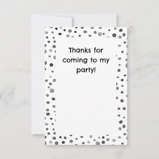 Steenkool Confetti Waterverf Stippen Dank u kaart (Achterkant)