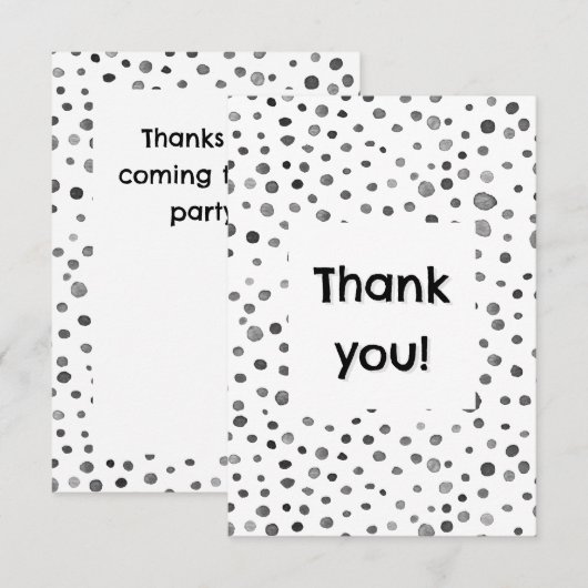Steenkool Confetti Waterverf Stippen Dank u kaart (Voorkant / Achterkant)