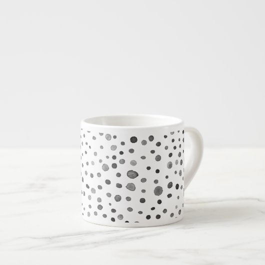 Steenkool Confetti Waterverf Stippen Espresso Mok (Voorkant rechts)