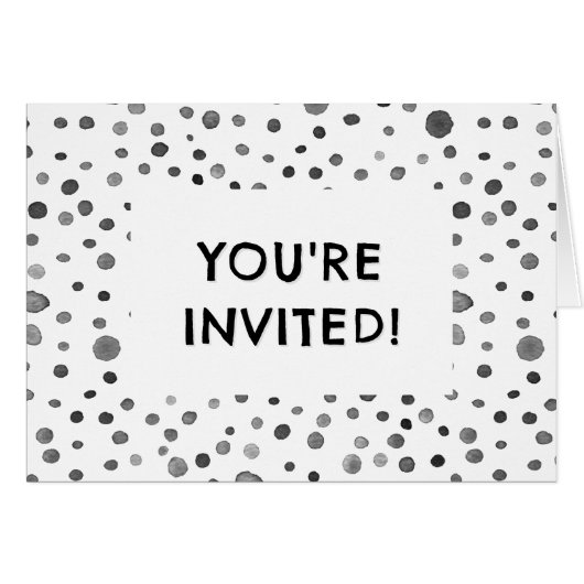 Steenkool Confetti Waterverf Stippen Verjaardag Ui (Voorkant Horizontaal)