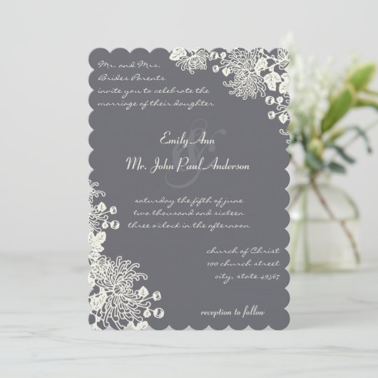 steenkool en huwelijksuitnodigingen kaart (Staand voorkant)