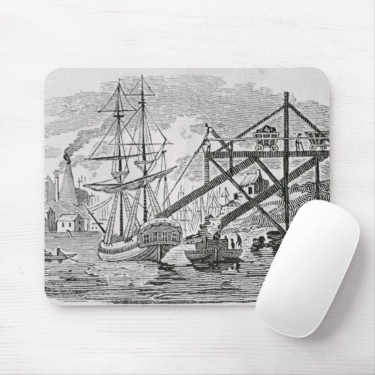 Steenkool laden op vrachtschepen muismat (Met muis)