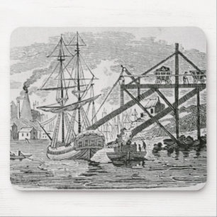 Steenkool laden op vrachtschepen muismat