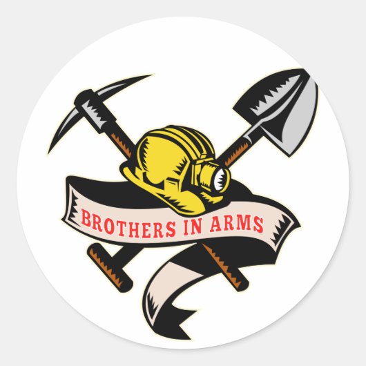 steenkool mijnwerker pet schop spade pickax mijnbo ronde sticker (Voorkant)