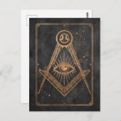 Steenkool zwart goud maan sterren alle zien oog ma briefkaart (Voorkant / Achterkant)