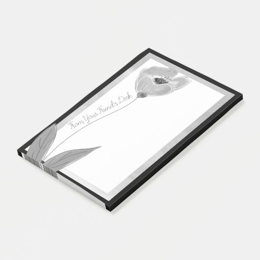 steenkoolgrijze bloem post-it® notes (Schuin)