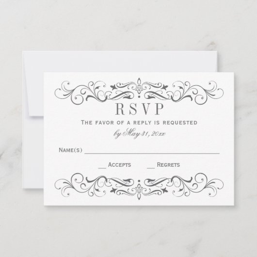  steenkoolgrijze bruiloft RSVP kaartje (Voorkant)