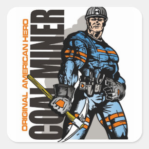 steenkoolmijnwerker vierkante sticker