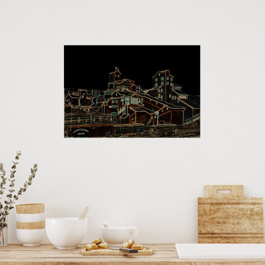 Steenkoolsteenkolenmijnbouw Miner Mine neon Poster (Keuken)