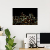 Steenkoolsteenkolenmijnbouw Miner Mine neon Poster (Thuiskantoor)