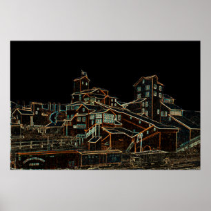 Steenkoolsteenkolenmijnbouw Miner Mine neon Poster