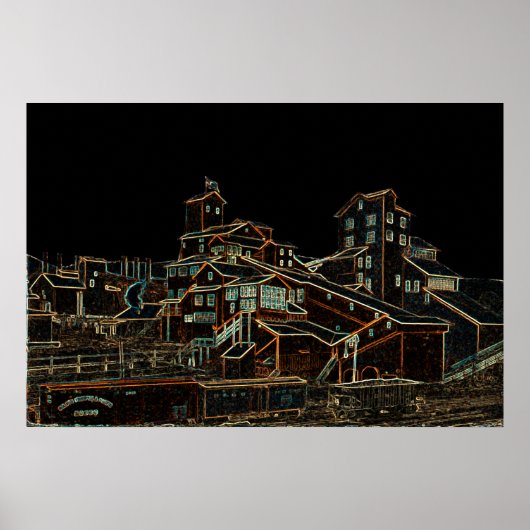 Steenkoolsteenkolenmijnbouw Miner Mine neon Poster (Voorkant)