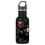 Steenkorven  handgetekende bloemen waterfles  (Voorkant)