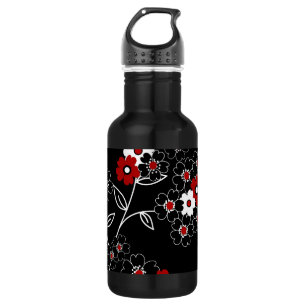 Steenkorven handgetekende bloemen waterfles