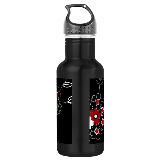 Steenkorven  handgetekende bloemen waterfles  (Achterkant)