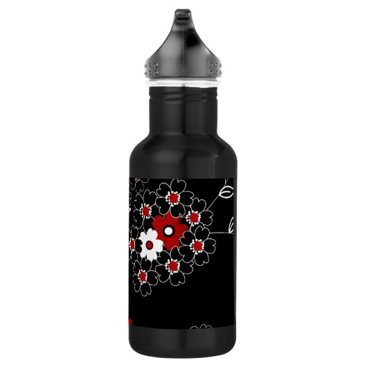 Steenkorven  handgetekende bloemen waterfles  (Rechts)