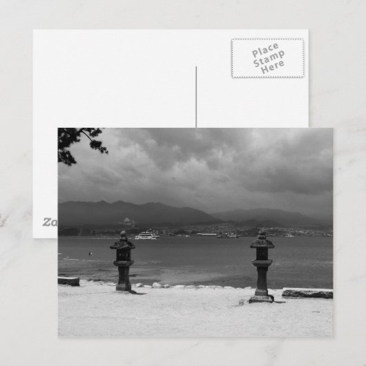 Steenlampjes naast het Zee Briefkaart (Voorkant / Achterkant)