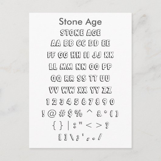 Steenleeftijd - Steekproefblad Zazzle Font Briefkaart (Voorkant)